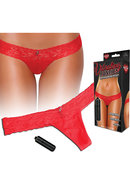 Vibrating Lace Thong Red M/l(disc)